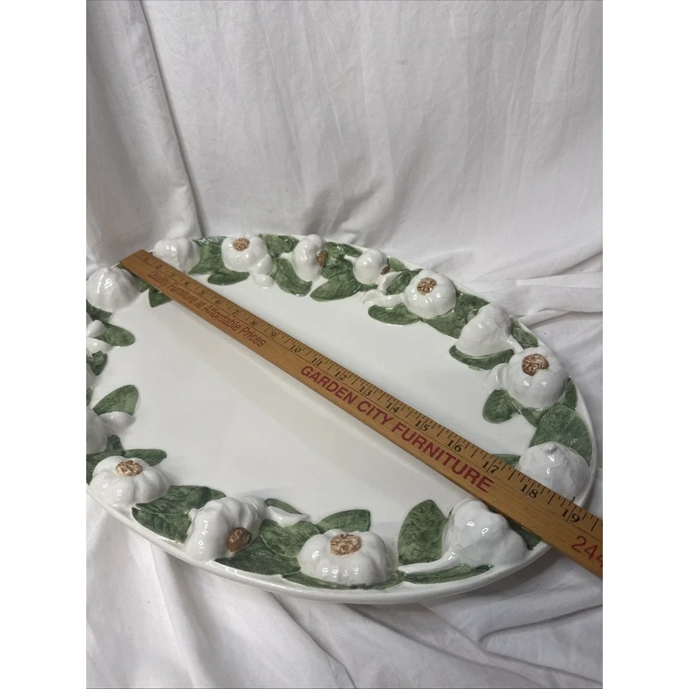 VTG Intrada Italy Aglio Garlic Ceramic Platter Hand Painted Majolica Oval 19